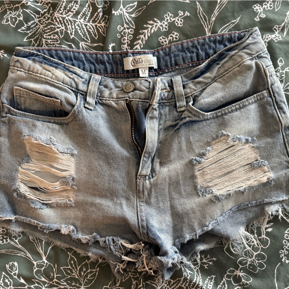 Cello Distressed Blue Denim Shorts